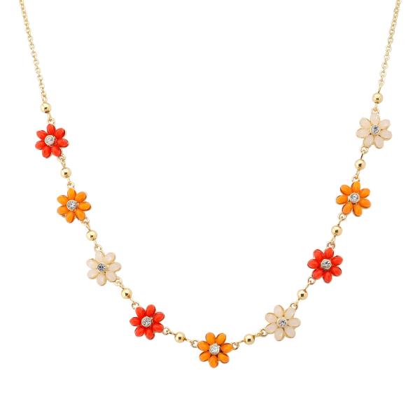 FLOWER BEADED STATION NECKLACE