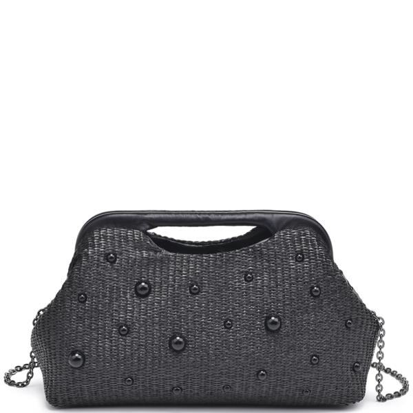 STUDDED HANDLE EVENING CLUTCH BAG