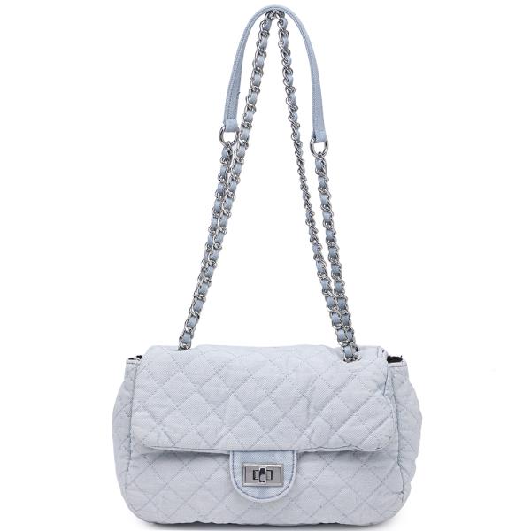 QUILTED TWIST DENIM CROSSBODY BAG