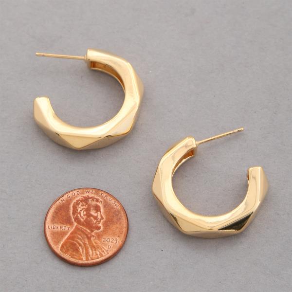 14K GOLD DIPPED GEO SHAPE OPEN HOOP EARRING