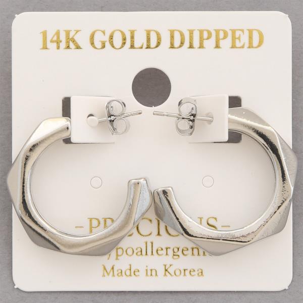 14K GOLD DIPPED GEO SHAPE OPEN HOOP EARRING