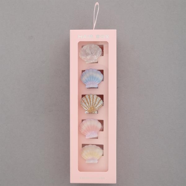 ASSORTED SEASHELL MINI CLAW HAIR CLIP SET