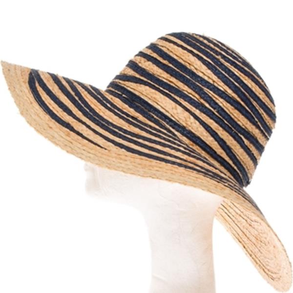 RAFFIA STRAW SUN HAT W/ WAVY SQUIGGLES