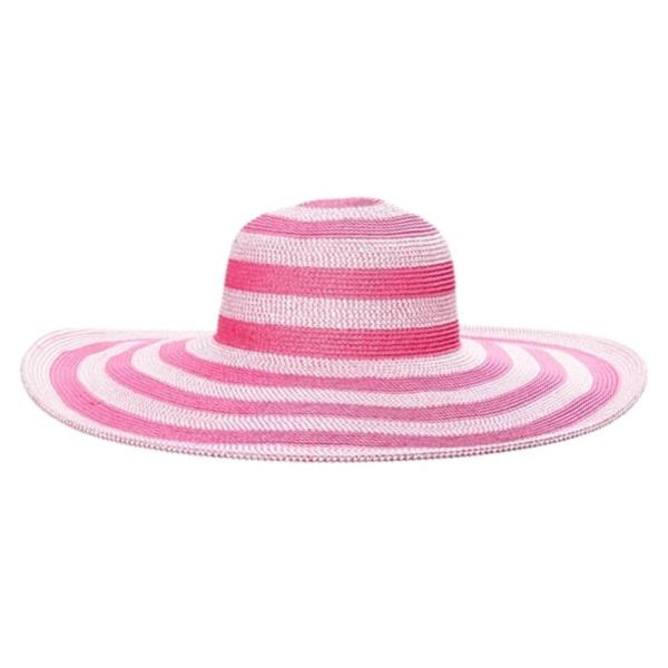 EXTRA-WIDE BRIM STRIPED STRAW SUN HAT