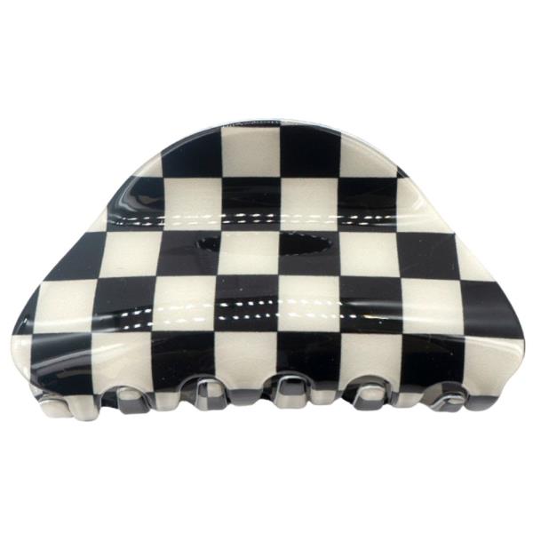 CHECKERED PATTERN CLAW HAIR CLIP