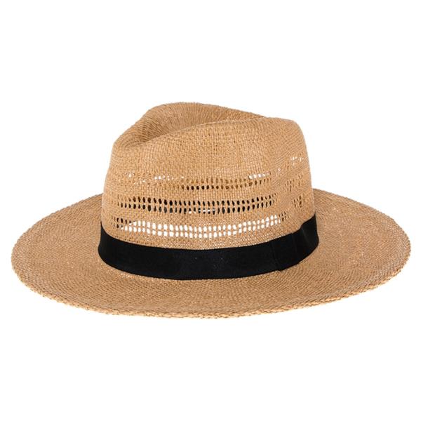 TOYO STRAW FEDORA WITH VENTED CROWN