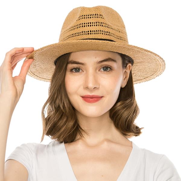 TOYO STRAW FEDORA WITH VENTED CROWN