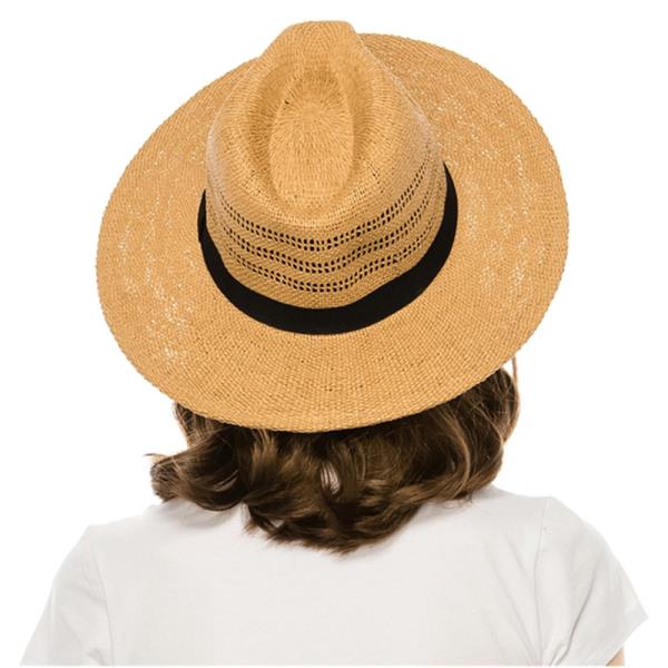 TOYO STRAW FEDORA WITH VENTED CROWN