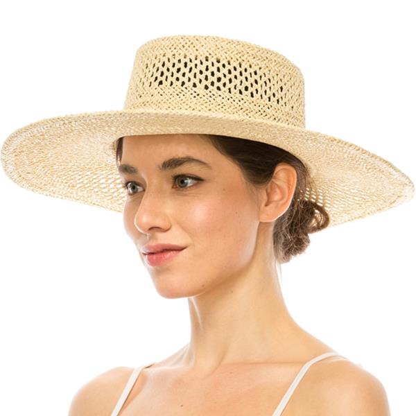 PEEKABOO WEAVE GAMBLER STRAW HAT