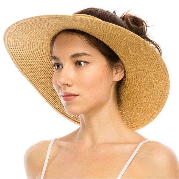 CROWNLESS STRAW HAT WITH RIBBON