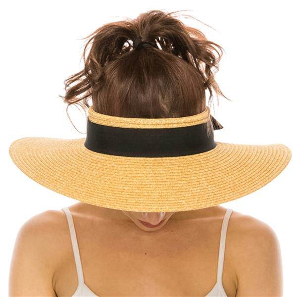 CROWNLESS STRAW HAT WITH RIBBON