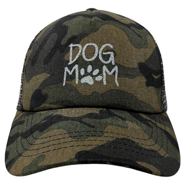 DOG MOM COTTON EMBROIDERED BACK MESH TRUCKER HAT