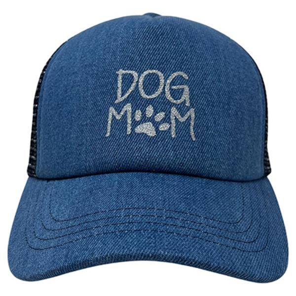 DOG MOM COTTON EMBROIDERED BACK MESH TRUCKER HAT