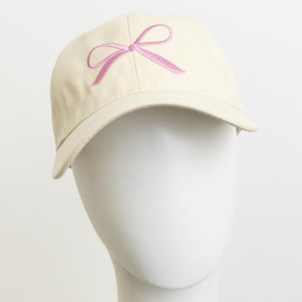 BOW RIBBON EMBROIDERED BASEBALL CAP