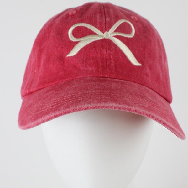BOW RIBBON EMBROIDERED BASEBALL CAP