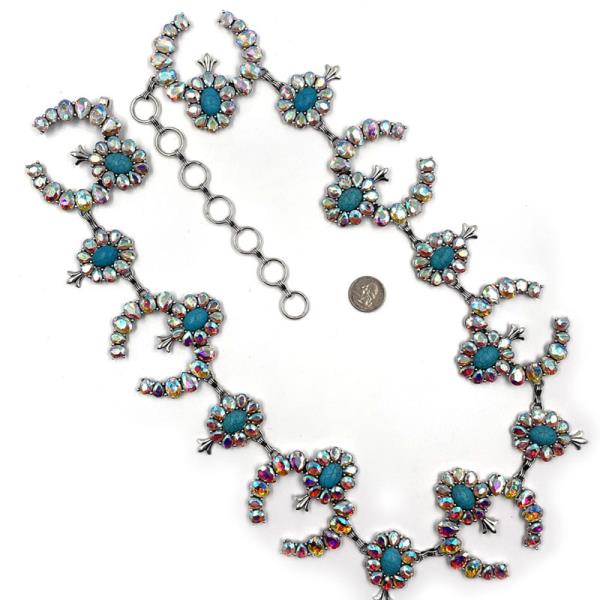 RHINESTONE TQ STONE CHONCHO WESTERN CHAIN BELT - SM SIZE