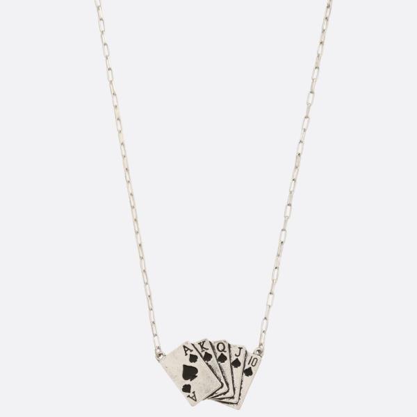 FLUSH CARDS METAL PENDANT NECKLACE