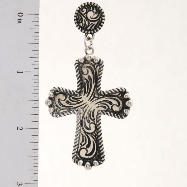 WESTERN STYLE CROSS DANGLE EARRING