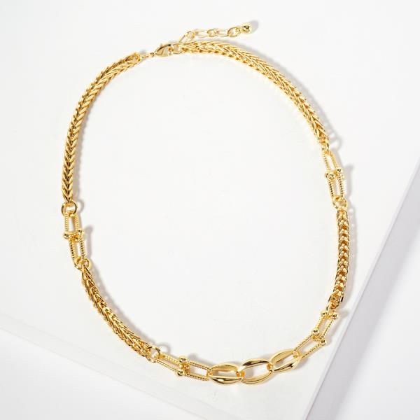 OVAL WHEAT LINK METAL GOLD DIPPED NECKLACE