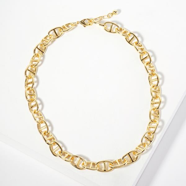 OVAL LINK METAL GOLD DIPPED NECKLACE