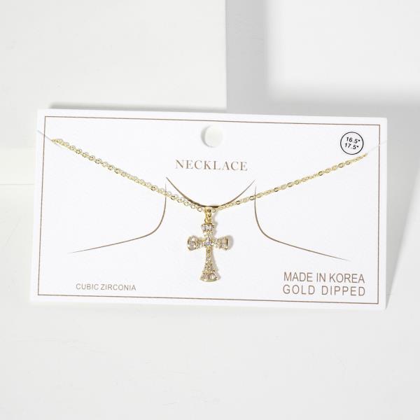 CROSS CHARM CZ GOLD DIPPED NECKLACE