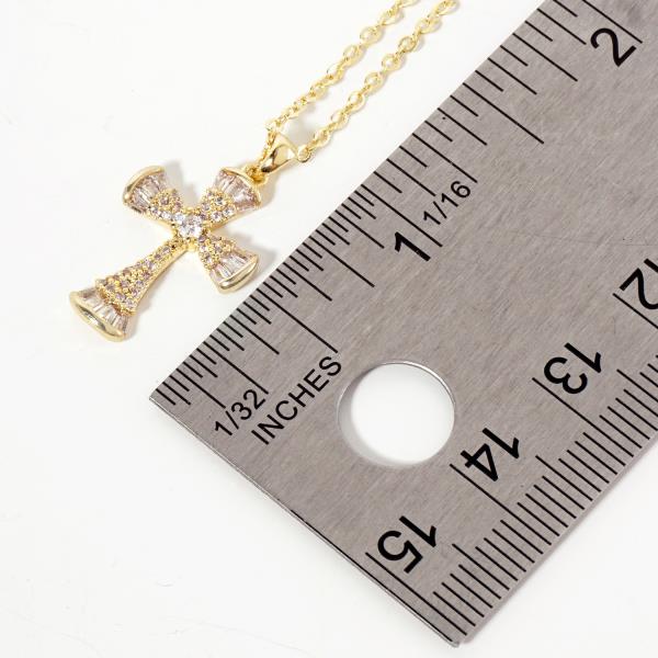 CROSS CHARM CZ GOLD DIPPED NECKLACE