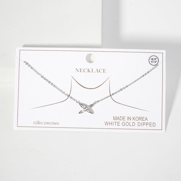 CRISS CROSS CHARM CZ GOLD DIPPED NECKLACE