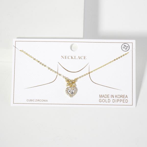 HEART BOW HARM CZ GOLD DIPPED NECKLACE