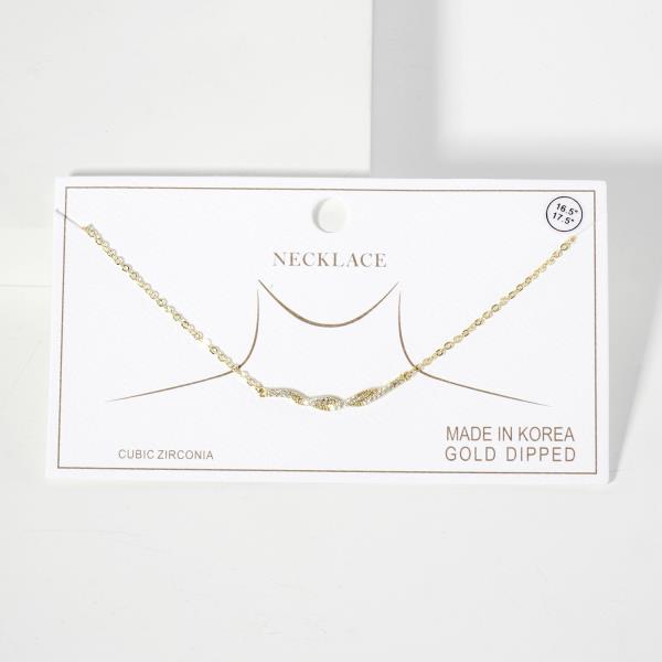 CRISS CROSS CZ BAR GOLD DIPPED NECKLACE