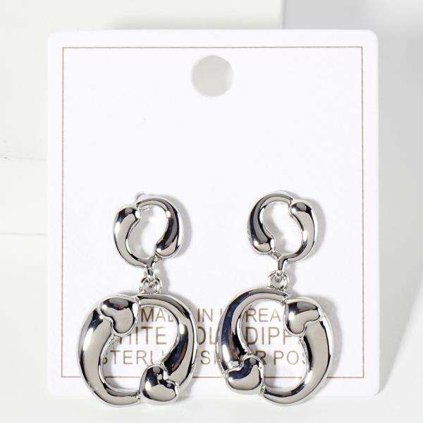 HEART ROUND METAL DANGLE EARRING