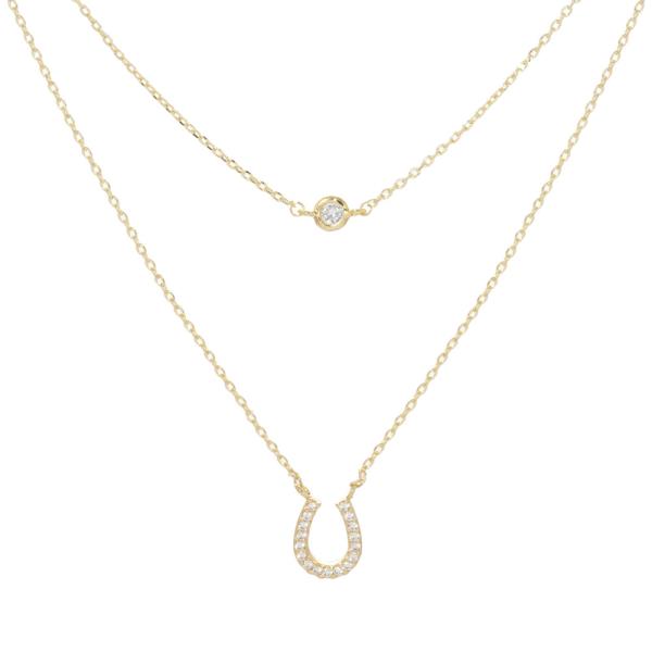 GOLD DIPPED CZ HORSESHOE PENDANT NECKLACE