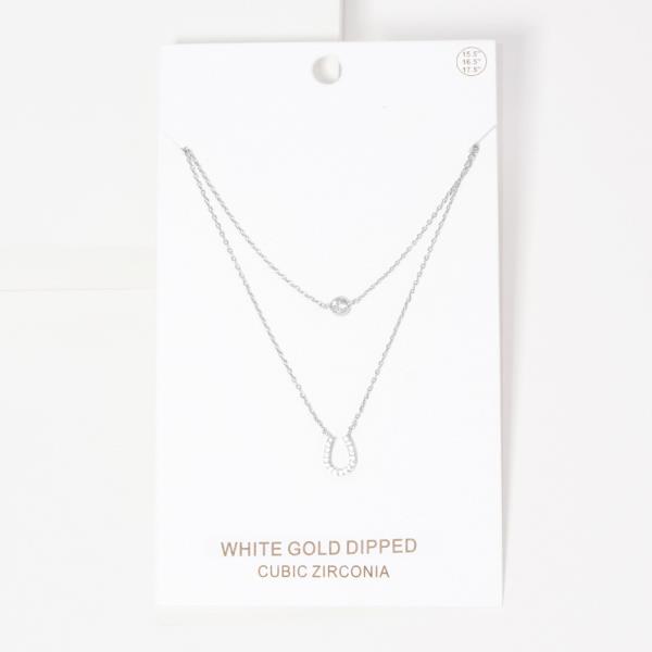 GOLD DIPPED CZ HORSESHOE PENDANT NECKLACE