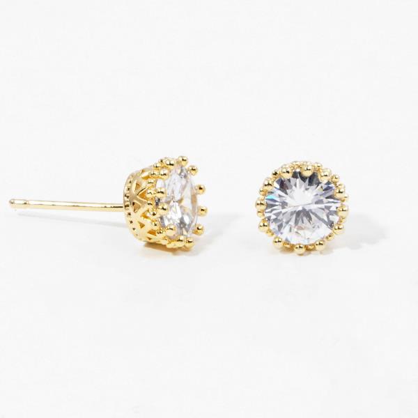 ROUND CZ GOLD DIPPED EARRING