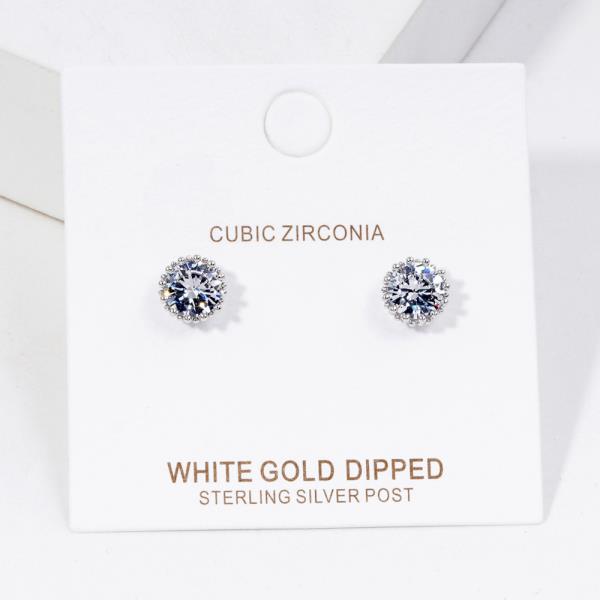 ROUND CZ GOLD DIPPED EARRING