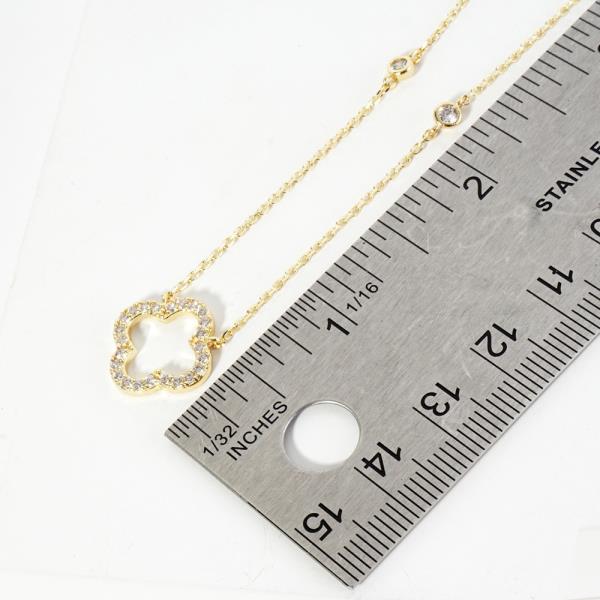 GOLD DIPPED CZ CLOVER PENDANT NECKLACE