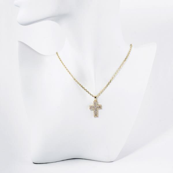 GOLD DIPPED CZ CROSS PENDANT NECKLACE