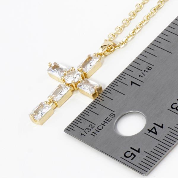 GOLD DIPPED CZ CROSS PENDANT NECKLACE