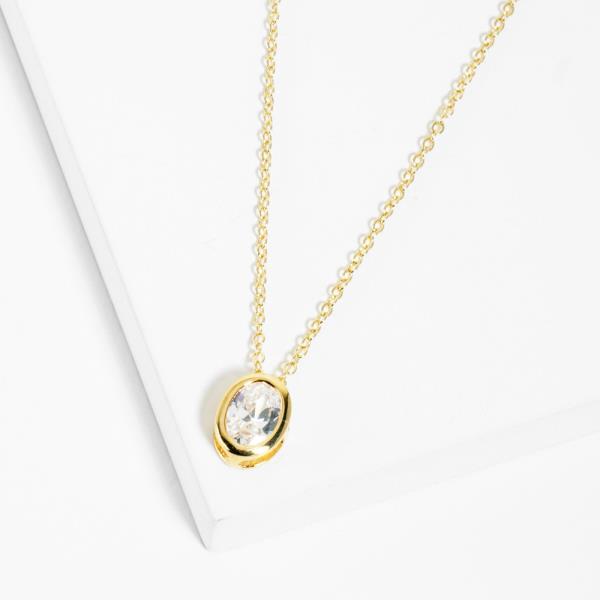 GOLD DIPPED CZ PENDANT NECKLACE