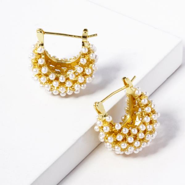 GOLD DIPPED PEARL HUGGIE EARRING