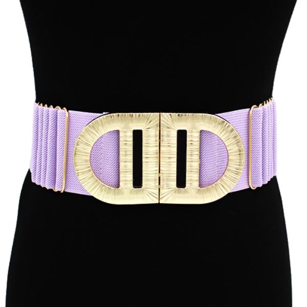 TEXTURED METAL ELASTIC WIDE OVAL BUCKLE BELT