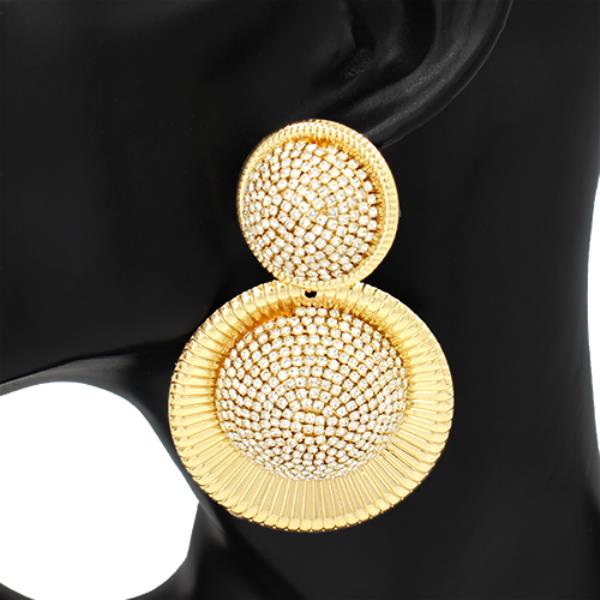 RHINESTONE ROUND METAL EARRING