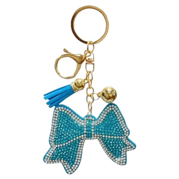 RHINESTONE BOW TASSEL KEYCHAIN