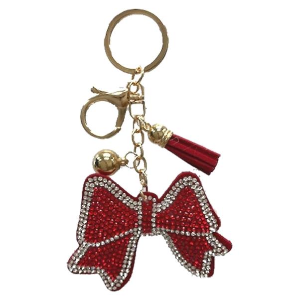 RHINESTONE BOW TASSEL KEYCHAIN