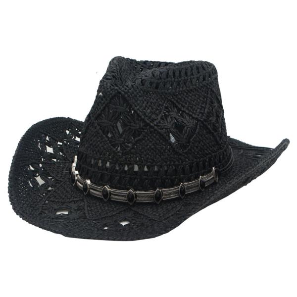 ETCHED BOHO LINK BANDED STRAW HAT