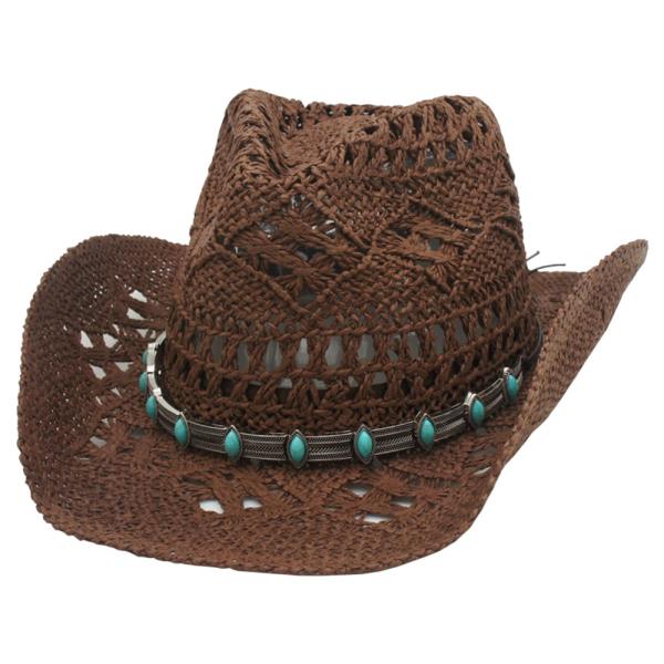 ETCHED BOHO LINK BANDED STRAW HAT