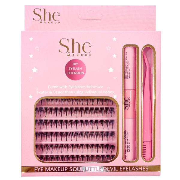 SHE MAKEUP DIY EYELASH EXTENSION SET W GLUE AND TOOL