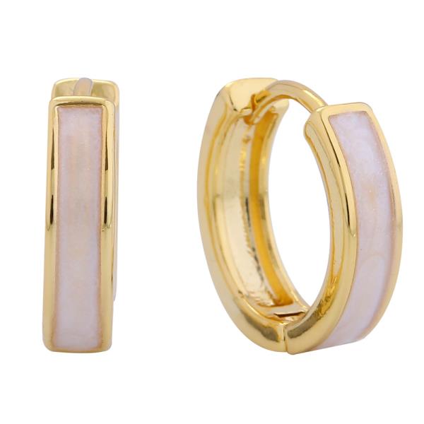 14K GOLD/WHITE GOLD DIPPED ENAMEL HOOP EARRINGS