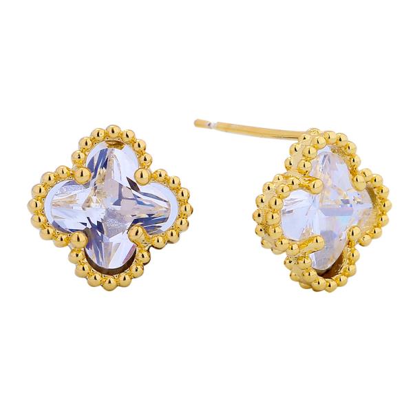 14K GOLD DIPPED CLOVER GEM EARRINGS