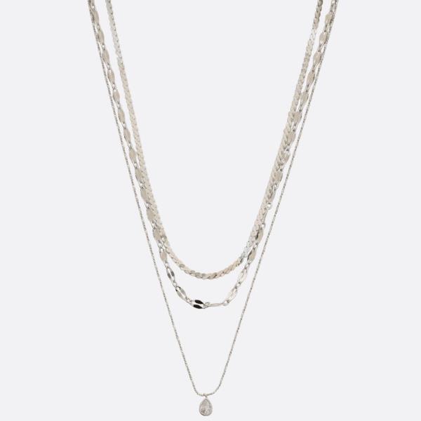 SODAJO DAINTY TEARDROP CHARM LAYERED GOLD DIPPED NECKLACE