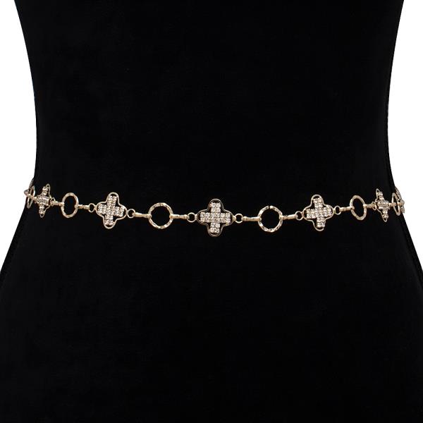 RHINESTONE SHAPE CIRCLE LINK HOOK BELT